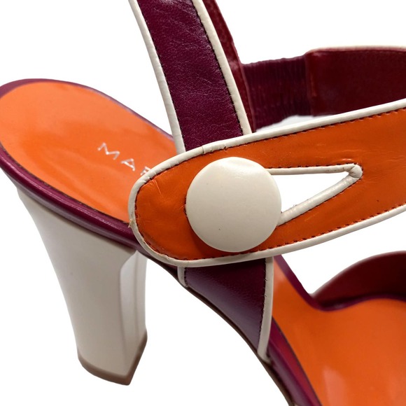 Marc Jacobs Magenta Pink Orange White Piping Heeled Sandal European 36.5… - Picture 7 of 14